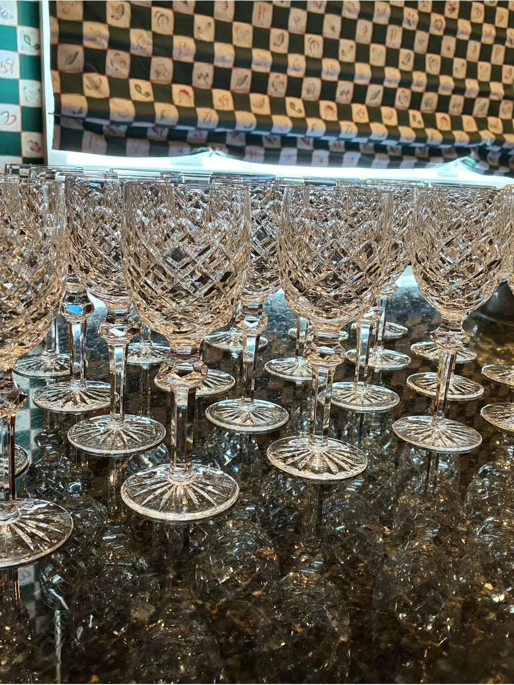 24 Waterford “Powerscourt” Claret Wine glasses $25. each!